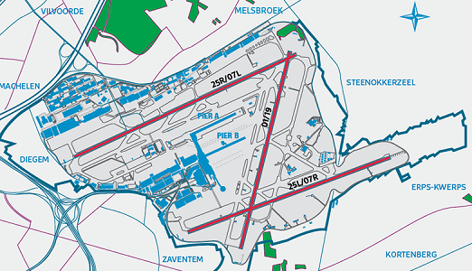 Configuration des pistes de l'aéroport de Bruxelles-Zaventem - DR : Brussels Airport