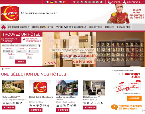 Contact Hôtel va lancer une nouvelle version de son site Internet en 2016 - Capture d'écran
