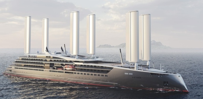 Avec une centaine de cabines et ses 181 mètres de longueur, le voilier du futur de Ponant Explorations Group doit ouvrir une nouvelle ère pour l'industrie maritime - Crédit image : Stirling Design international, Oceanwings