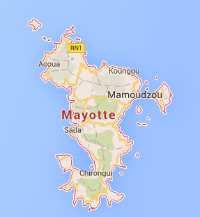 Une grève générale se déroule à Mayotte depuis le 30 mars 2016 - DR : Google Maps