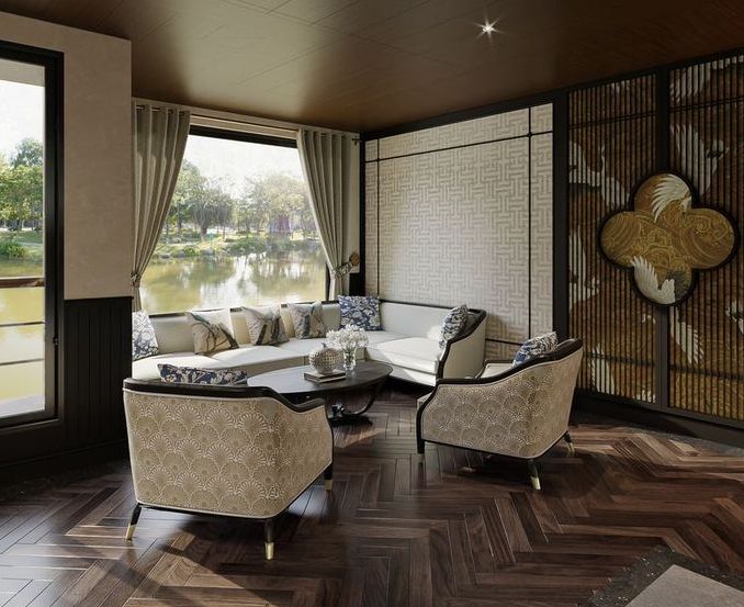 Lignes contemporaines et réminiscences du style colonial composent une atmosphère raffinée - Photo : Rivages du Monde