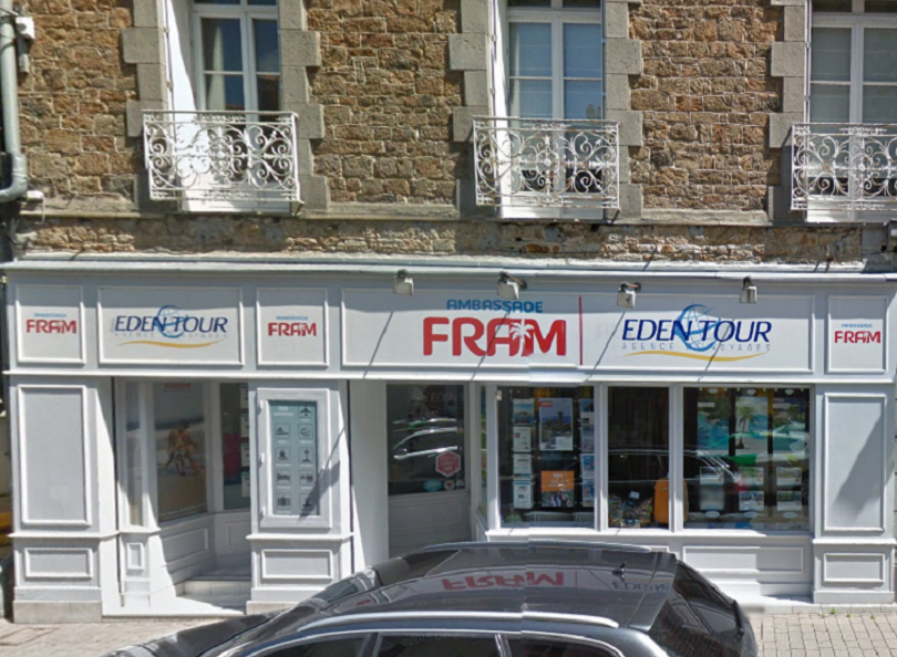 Vitrine de l'Ambassade FRAM d'Eden Tour au 5, rue Ville Pépin, à Saint-Malo - DR : Google Street View