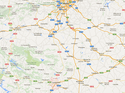 L'aéroport "fantôme" de Ciudad Real est situé à 1 heure au Sud de Madrid - DR : Google Maps