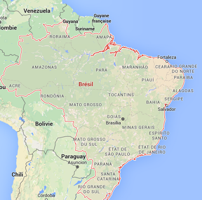 Le Brésil publie ses chiffres de fréquentation touristique internationale en 2015 - DR : Google Maps