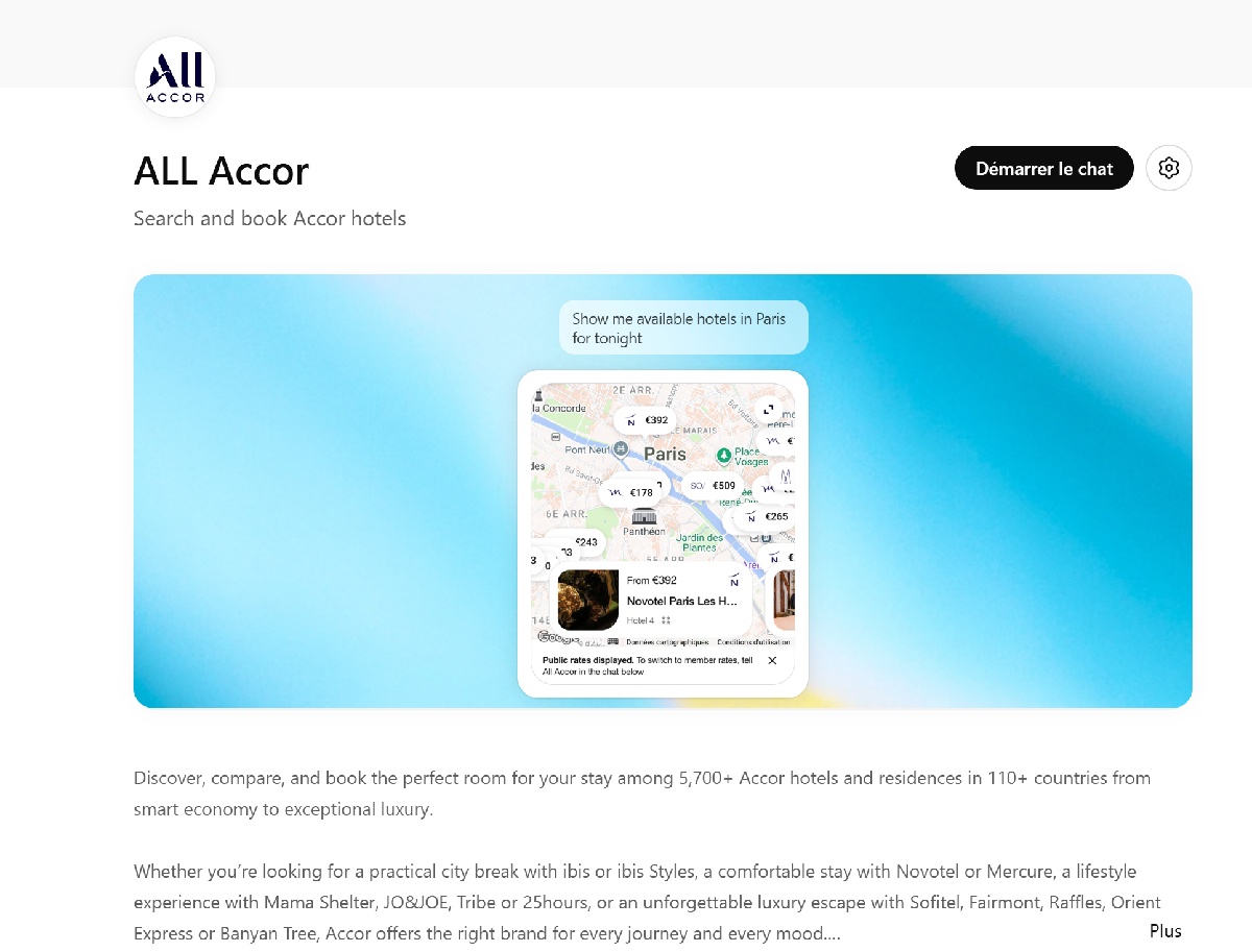 Après Booking et Expedia : Accor s’invite sur ChatGPT - Capture écran