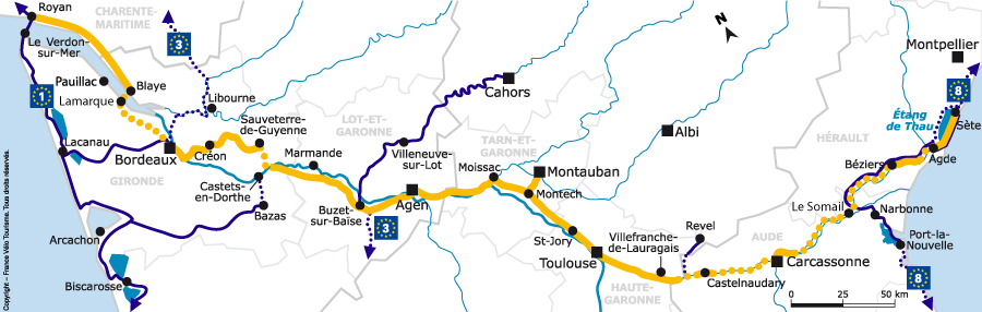 carte du canal des 2 mers à vélo