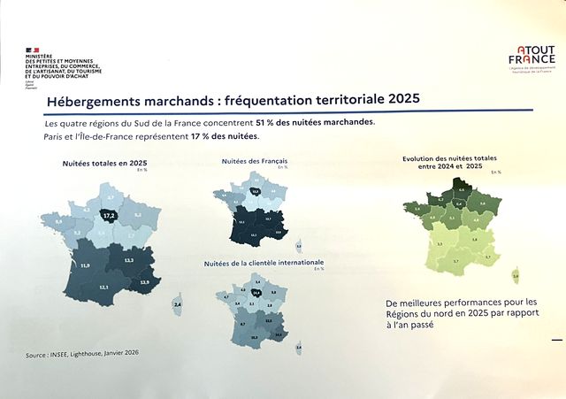Les régions concentrent inégalement les hébergements touristiques (Source Insee) - Photo PB