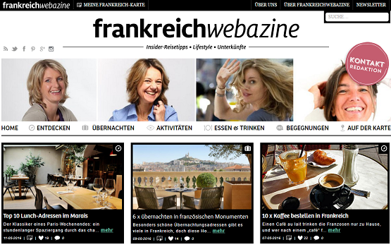 Frankreich Webazine est à mi-chemin entre un site Internet et un magazine en ligne - Capture d'écran