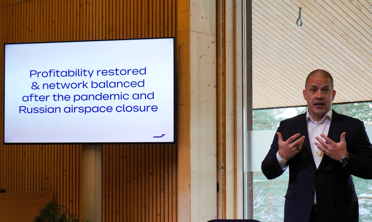 Turkka Kuusisto le 24 février à Helsinki. « Rentabilité restaurée et réseau équilibré après la pandémie et la fermeture de l’espace aérien russe. ». Photo : C.Hardin