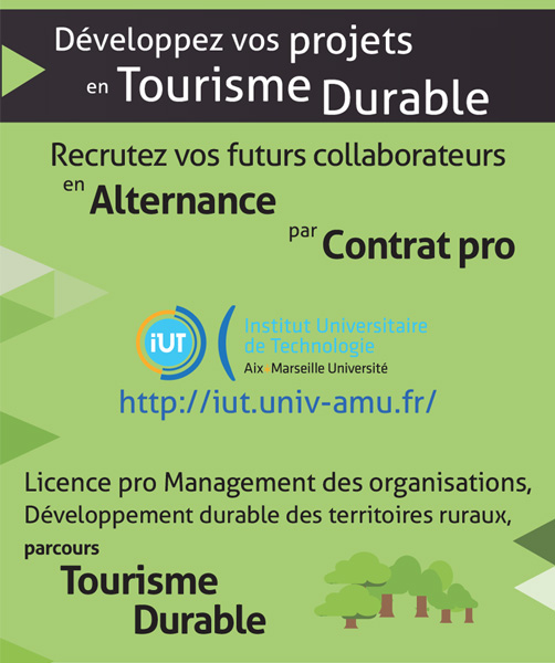 La Licence Pro Tourisme Durable à l'IUT Aix Marseille s'ouvre à l'alternance