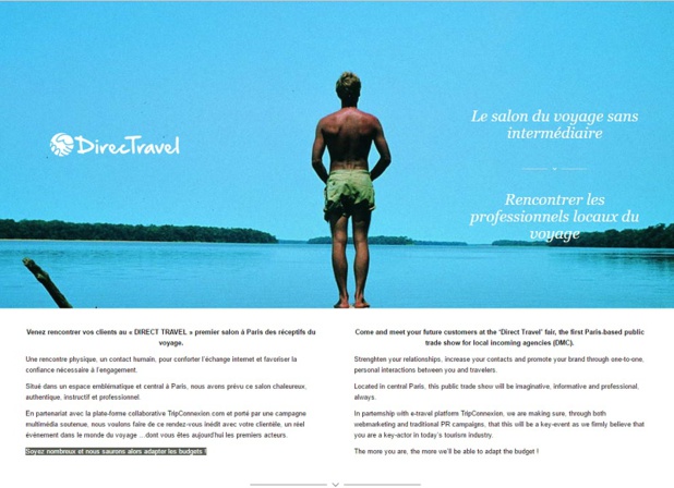 Organisé les 1er et 2 octobre 2016, le salon B2C Directravel devrait accueillir entre 50 et 80 agences réceptives du monde entier, à la Cité de la Mode et du Design, à Paris - DR : Capture d'écran Directravel