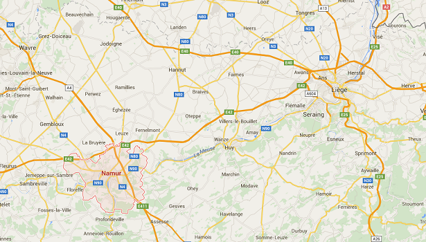 La collision s'est produite entre Namur et Liège - DR : Google Maps