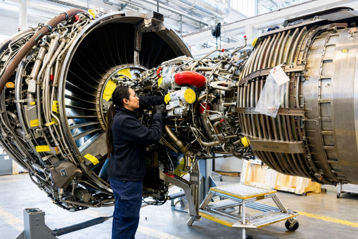 Anaïs est spécialisée sur deux types de moteurs, les Pratt & Whitney P1500 et les CFM56-B (des moteurs équipant les Airbus A.220 et A.320 NDLR) - Photo : Air France