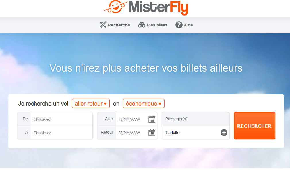 Le moteur de vols de MisterFly intègre désormais en machine 22 nouvelles compagnies aériennes - Capture Ecran