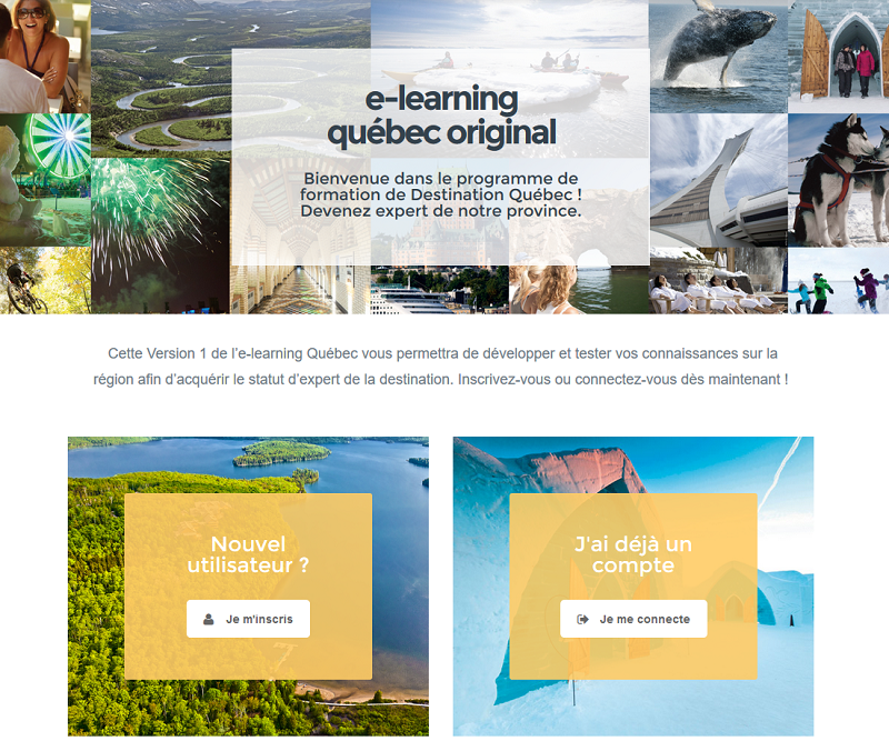 L'elearning lancé par Destination Québec à l'attention des professionnels du tourisme - Capture écran