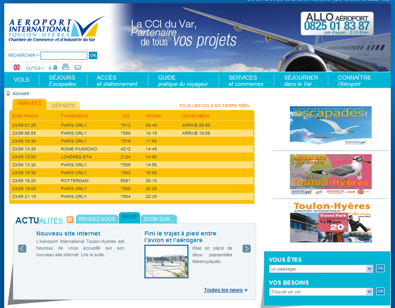 L'aéroport de Toulon-Hyères met en ligne un nouveau site Internet