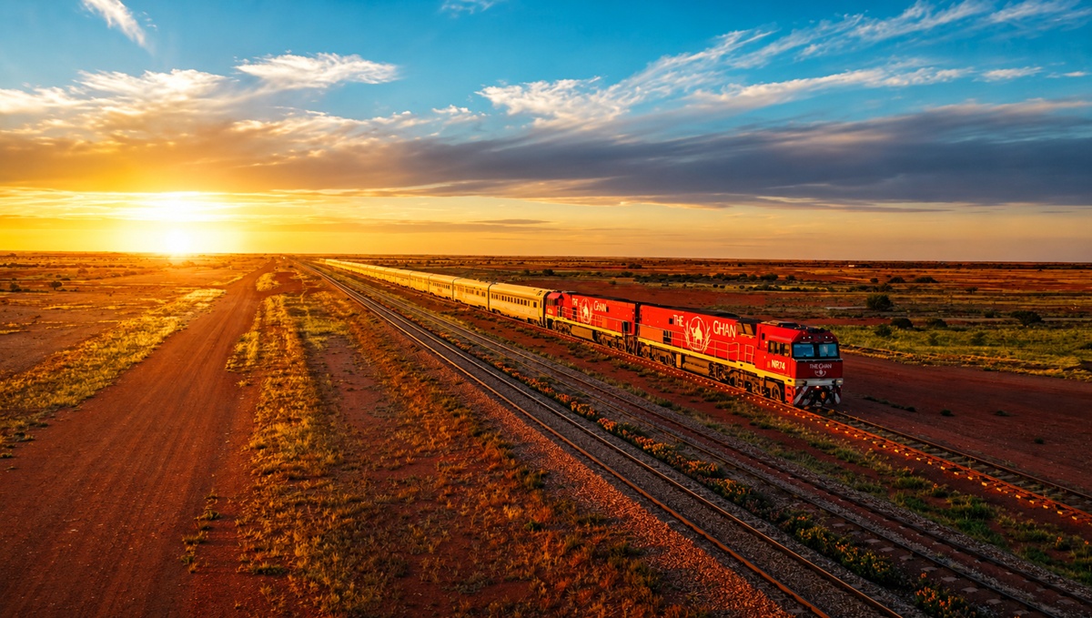 The Ghan (Journey Beyond), l'un des voyages ferroviaires les plus emblématiques au monde, relie Adelaide à Darwin sur 2 979 kilomètres à travers le centre rouge de l'Australie - Photo : Journey Beyond