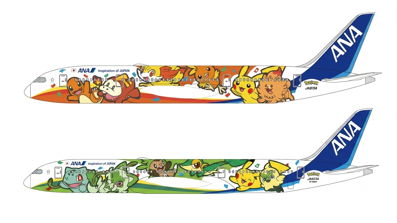 ANA et The Pokémon Company dévoilent de nouvelles livrées d'avions pour le 30e anniversaire de Pokémon, images by ANA