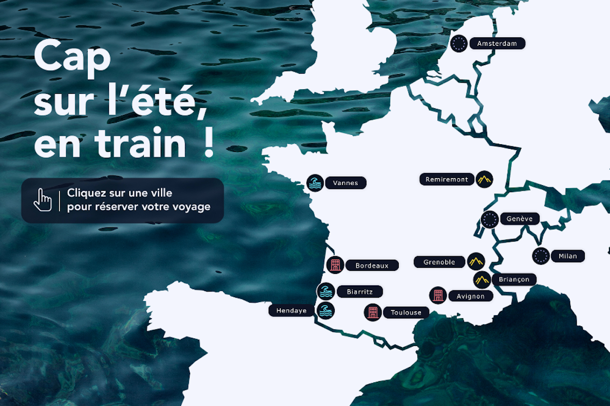 La carte propose des idées d’escapades en fonction des places encore disponibles - Photo : SNCF Connect