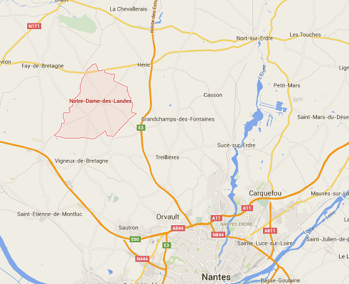 Notre-Dame-des-Landes est un village situé au Nord-Ouest de Nantes, en Loire-Atlantique - DR : Google Maps