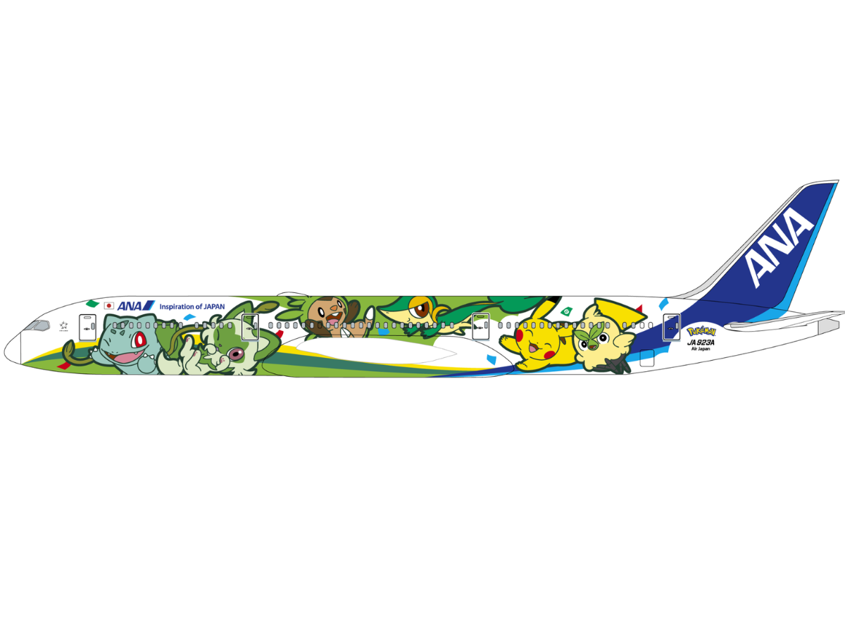 Le « Green Pokémon Jet » de ANA sera mis en service dès le 18 septembre 2026 - Image : ANA