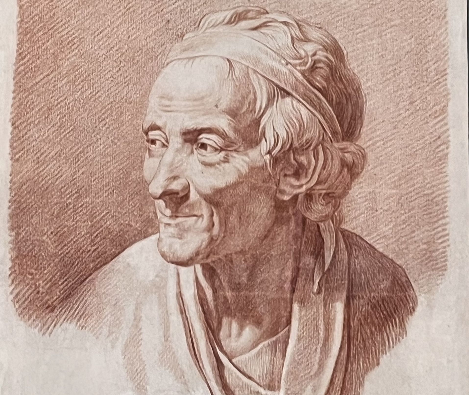 Gravure représentant Voltaire, présentée dans son château - Photo :  PB