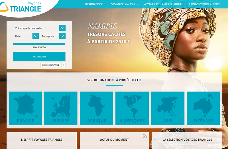 Le site Internet de Voyages Triangle désormais détenu par les groupes Chauchard et Delbos - Capture écran Le site Internet de Voyages Triangle désormais détenu par les groupes Chauchard et Delbos - Capture écran