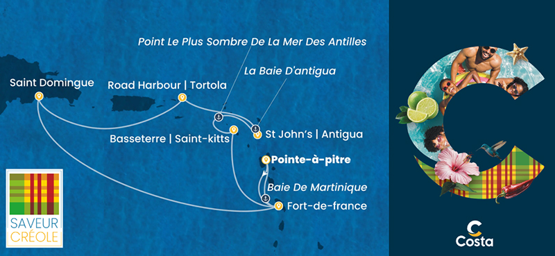 Itinéraire du Costa Favolosa © Costa Croisières