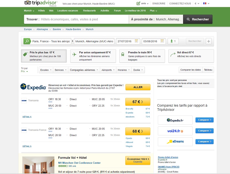 Les voyageurs peuvent partager leur expérience de vol avec les internautes sur TripAdvisor (c) capture d'écran TripAdvisor