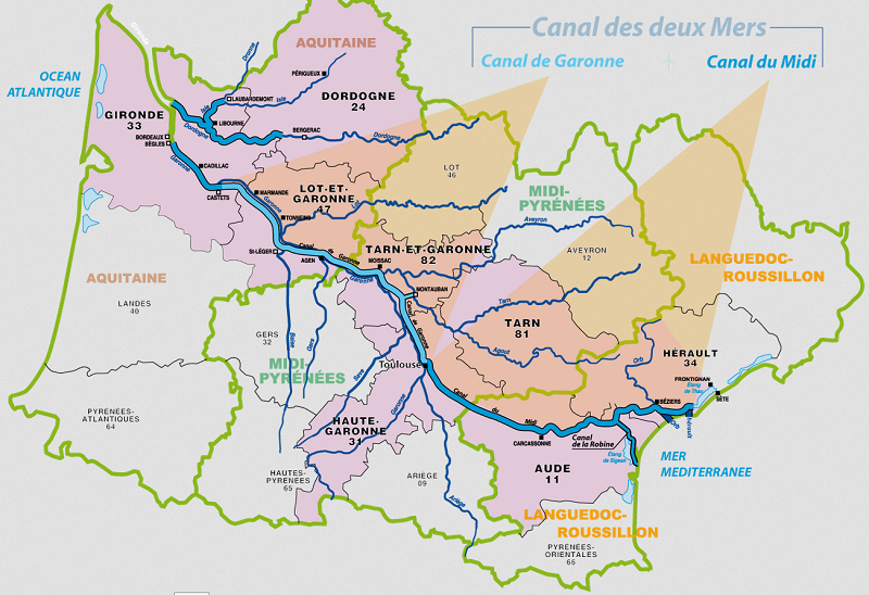 La carte du réseau du Canal du Midi - DR