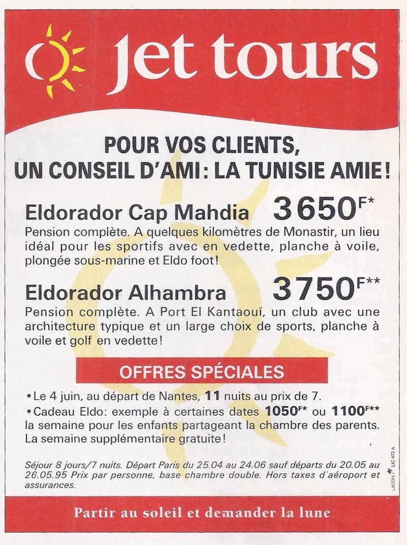 Publicité pour Jet tours en 1995 - DR