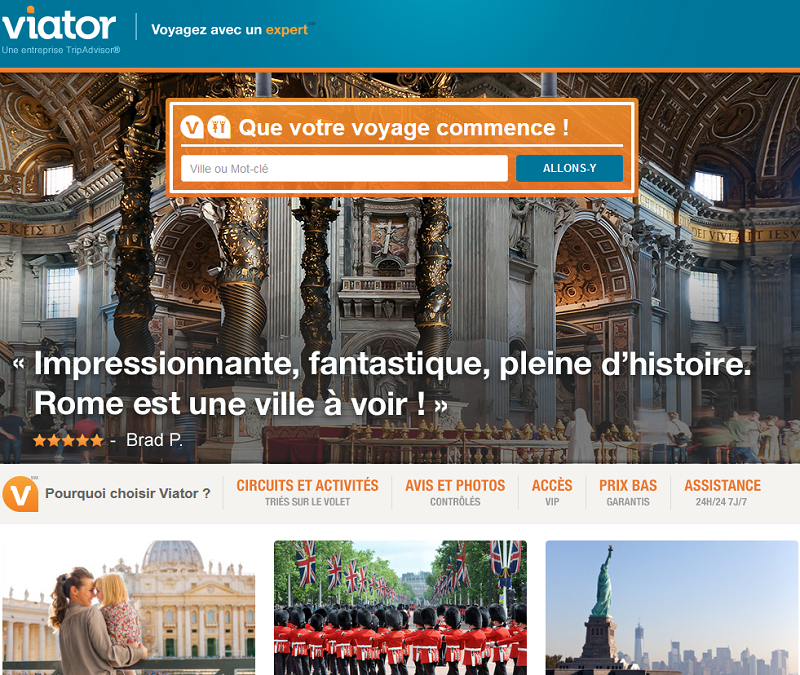 Le site web de Viator - DR