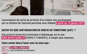Retour de l'autorisation de sortie du territoire pour les mineurs dès le 15 janvier