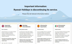 Ryanair met fin à son activité de tour-opérateur