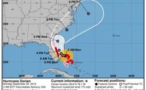 Dorian : après les Bahamas, l'ouragan de catégorie 5 se dirige vers les USA
