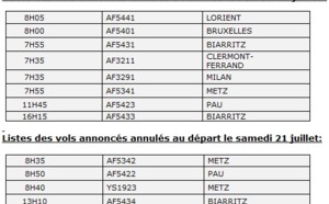 Grève Regional : 6% de vols annulés à Lyon vendredi 20 juillet 2012