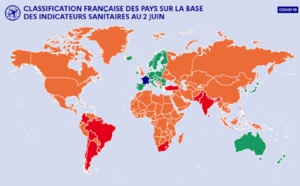 Pays verts, orange et rouges : USA et Canada en vert, Turquie en orange