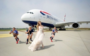 British Airways : une mannequin et 3 rugbymen pour promouvoir le Londres-Johannesburg en A380
