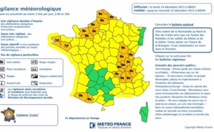 Alerte météo aux vents violents ce 24 décembre 2013