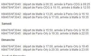 Air France : 18 vols par semaine vers Malte à compter du 30 mars 2014