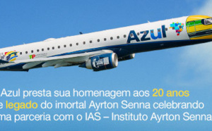 Brésil : Azul décore un avion aux couleurs du casque d'Ayrton Senna Brésil : Azul décore un avion aux couleurs du casque d'Ayrton Senna
