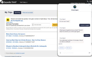 Lancement du chat de discussion avec un agent Expedia TAAP