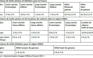 American Express prévoit une hausse des tarifs hôteliers et aériens long-courriers en France en 2015