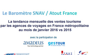 Baromètre SNAV/Atout France : réservations en hausse de 1,2 % en janvier 2016