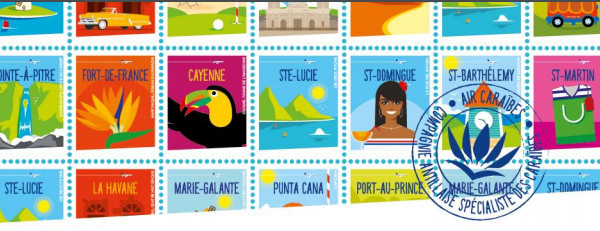 Air Caraïbes : campagne de communication avec les destinations sous forme de timbres