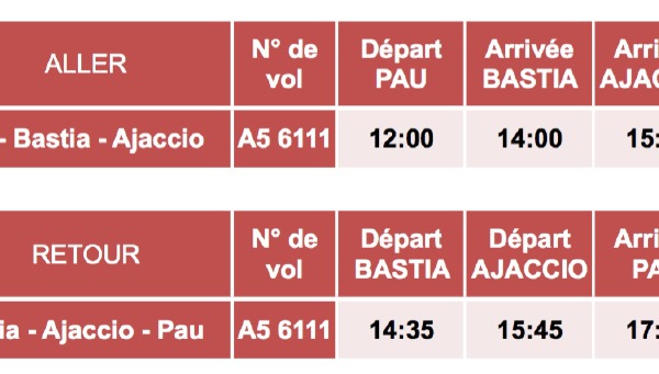 Pau : HOP! Air France desservira la Corse du 27 mai au 30 septembre 2017