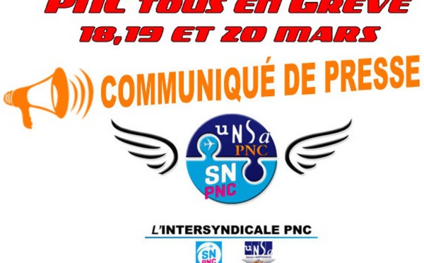 Air France : les syndicats de PNC appellent à la grève du 18 au 20 mars 2017