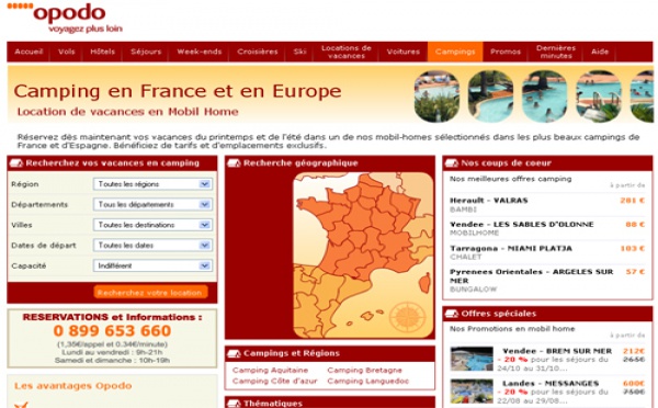 Opodo.fr met en ligne une rubrique Campings