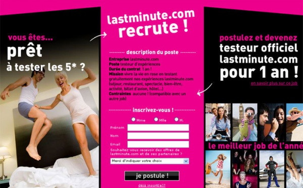 Lastminute fait du buzz avec le site Le-meilleur-job-de-lannee.com
