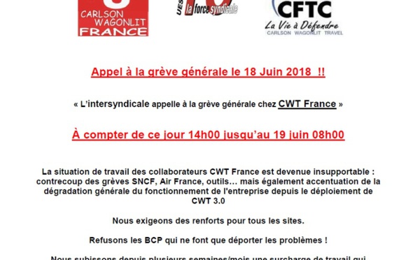 CWT France : l'intersyndicale appelle les salariés à la grève